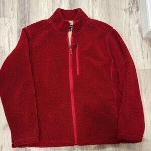 Lands' End Red Fleece Outerwear MEN SIZE XL  FAUX SHERPA JACKET